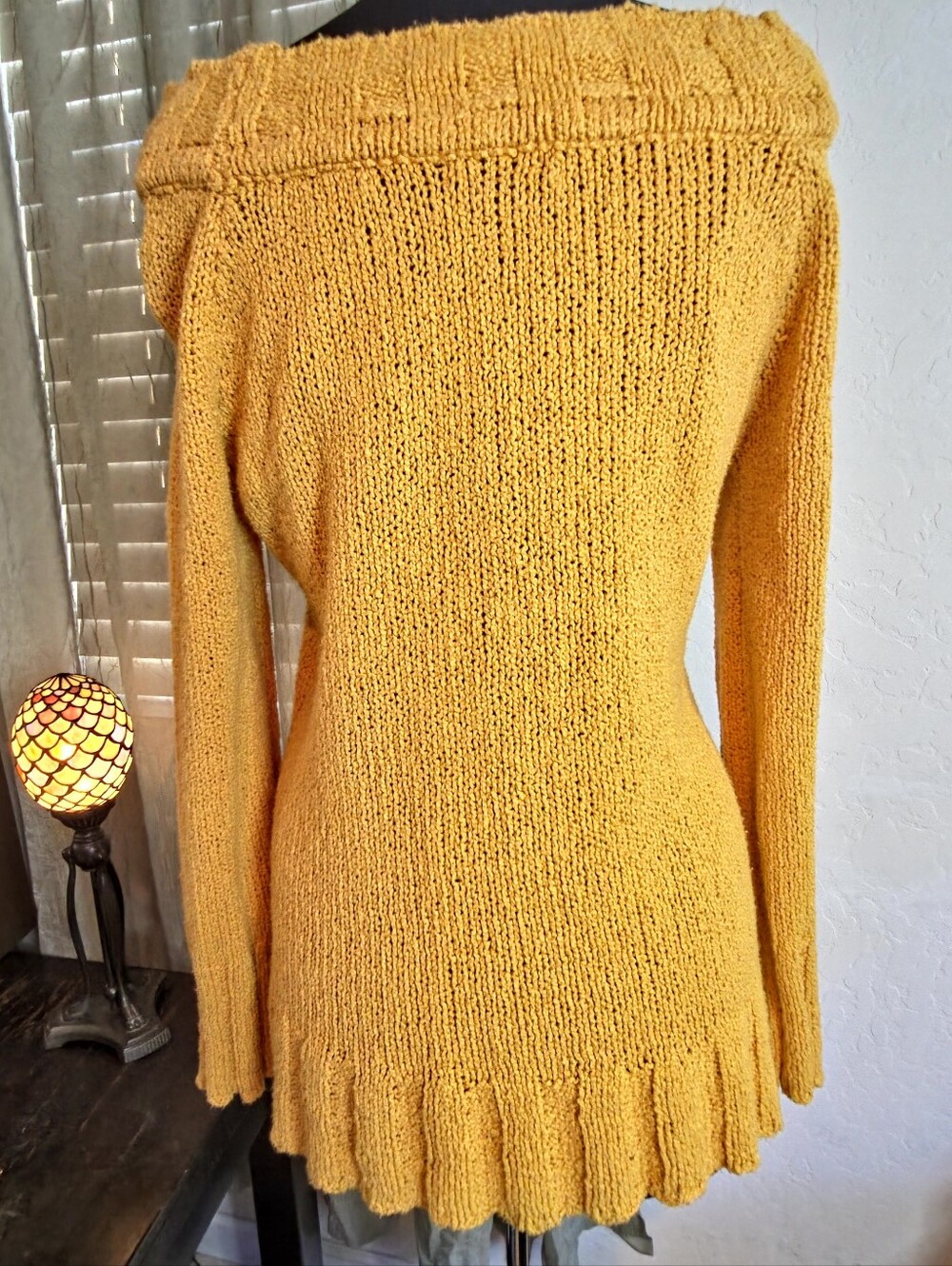 Blu Pepper Off-the-Shoulder Sunflower Yellow Knit Sweater #0364 - Picture 5 of 9